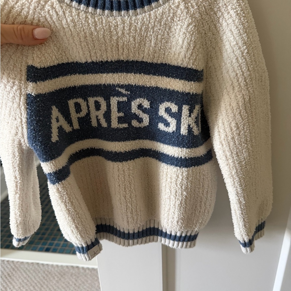 Barefoot Dreams Cream & Navy 'APRÈS SKI' Kids Sweater